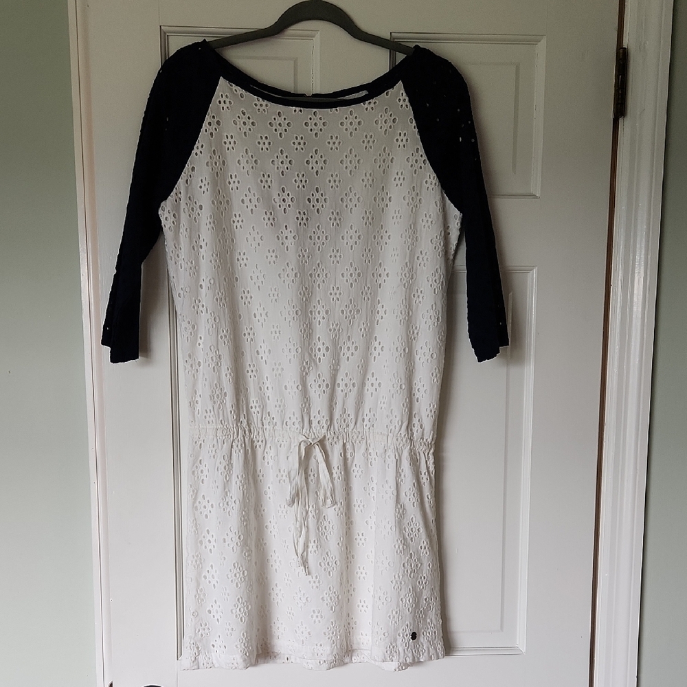 Tommy Hilfiger Cream and Black Raglan Sleeve Casual Dress